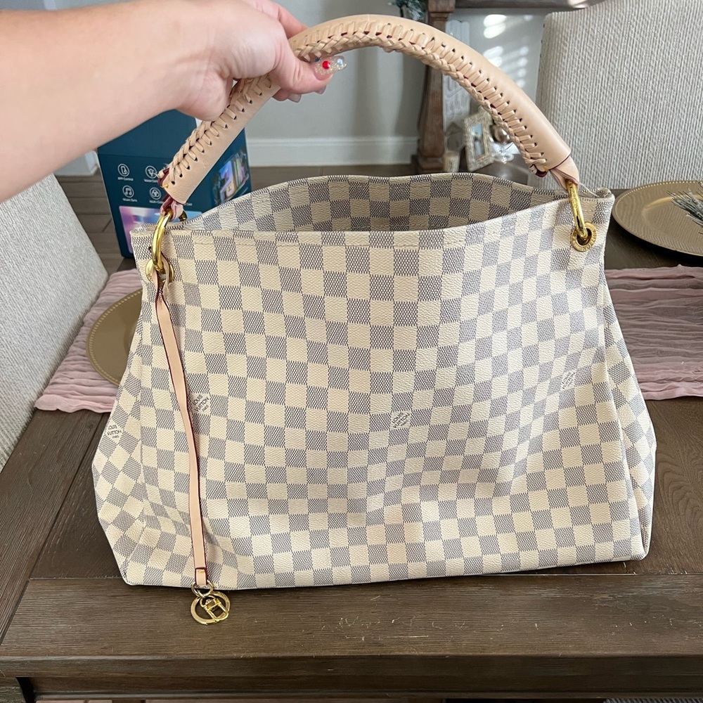 Checkered Beige Designer Tote Bag